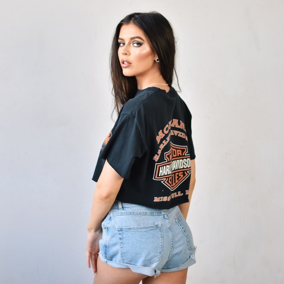 Harley-Davidson Eagle Motif Logo Crop Top T-Shirt - Picture 5 of 8